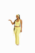 Ensemble Féminin 2 Pièces Jaune Citron – Crop Top & Pantalon